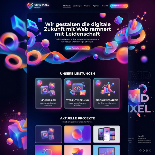 Mockup der Webseite für Vivid Pixel Agency
