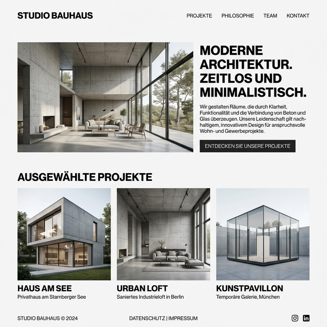 Mockup der Webseite für Studio Bauhaus