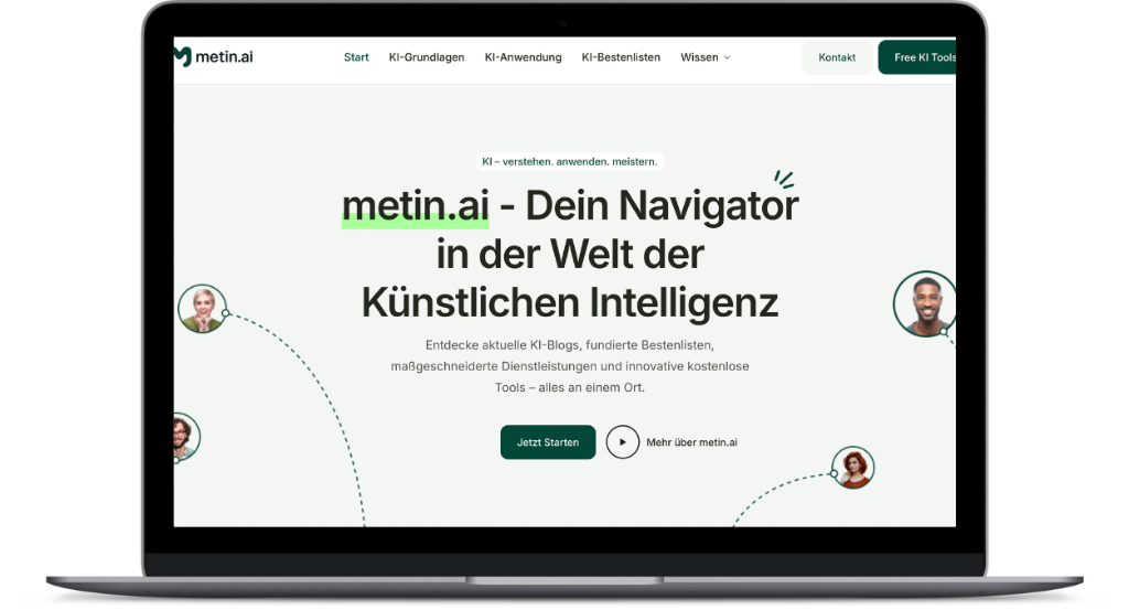 Mockup der Webseite für metin.ai