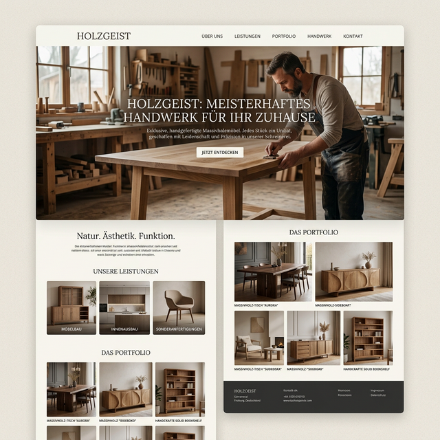 Mockup der Webseite für Schreinerei Holzgeist