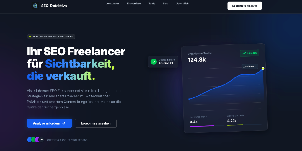 Mockup der Webseite für SEO-Detektive